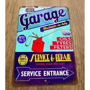 Garage Service and Repairs‎ Entrance 8x12 Metal Wall Sign